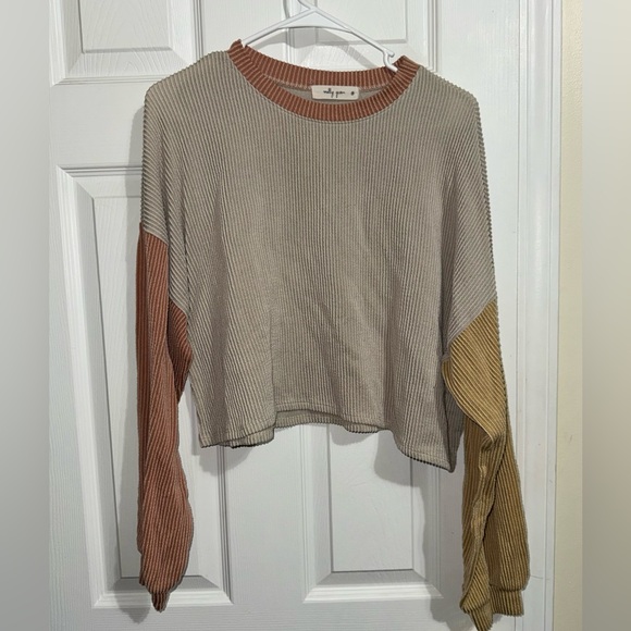 Colorblock Cropped Long Sleeve - Picture 2 of 4